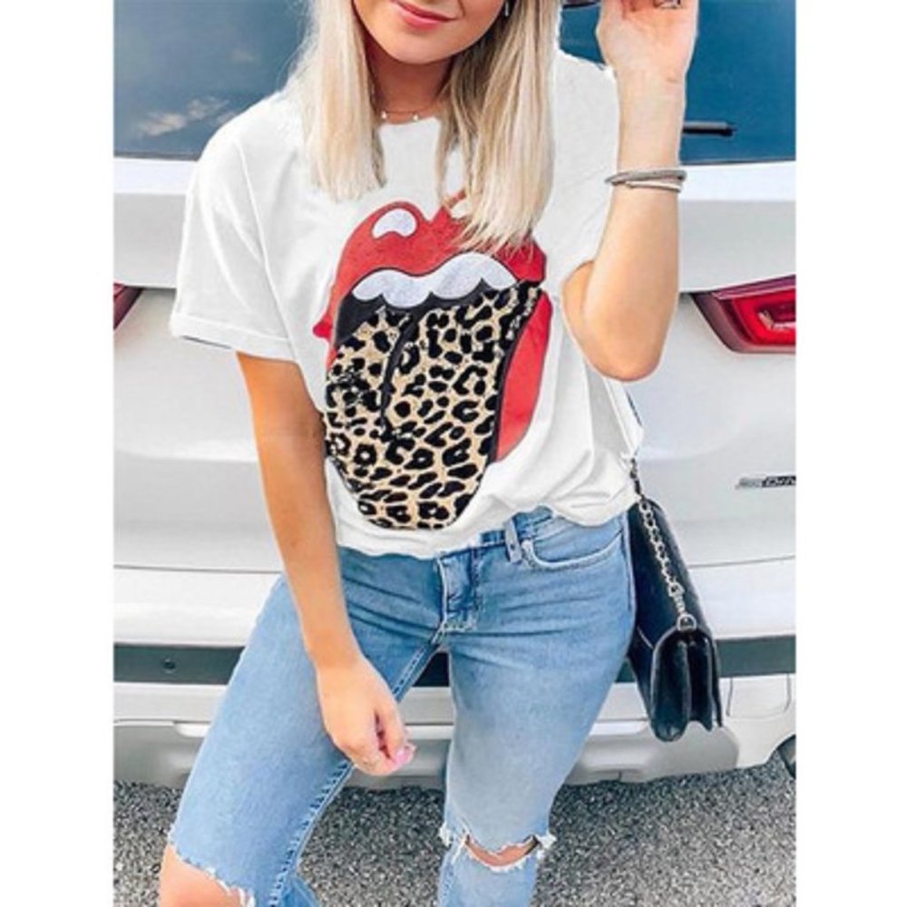Rolling Stones TShirt Women's Cheetah's Tongue Tee